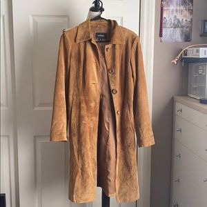 Brown Suede Long Coat - Express